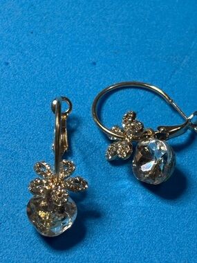 Gold-Tone Flower & Crystal Drop Earrings - Women Jewelry